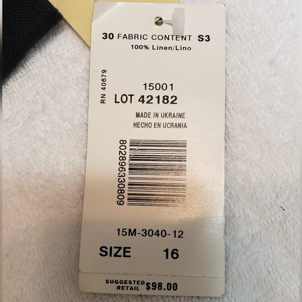 NWT Harve Benard By Benard Holtzman Women's Linen Jacket Size 16